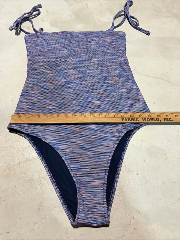 Aerie Purple blue Tie-Shoulder One-Piece cheeky Swimsuit medium - Image 3