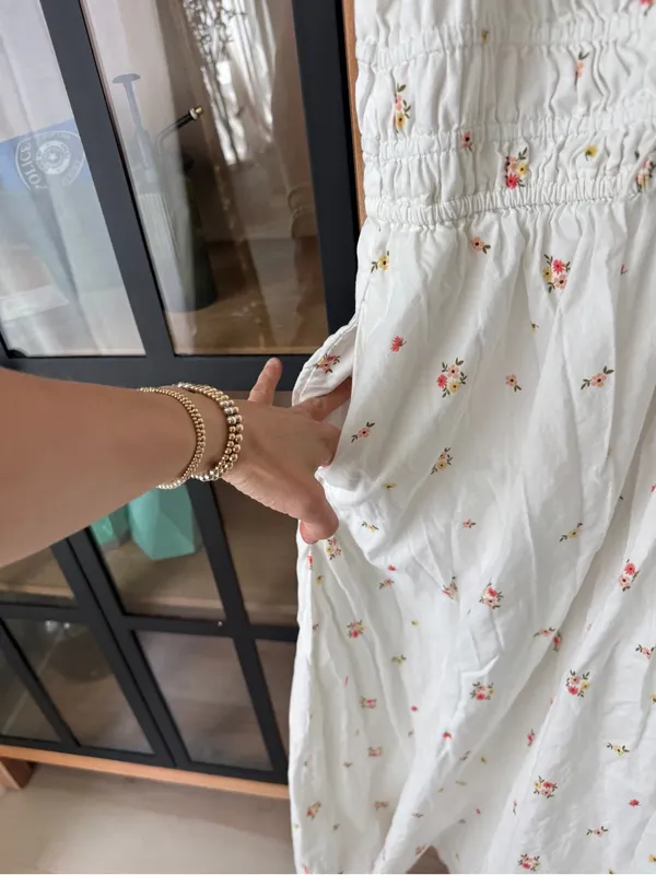 Old Navy maxi dress ditsy floral print ruffle tie front fit & flare midi doen - Image 8