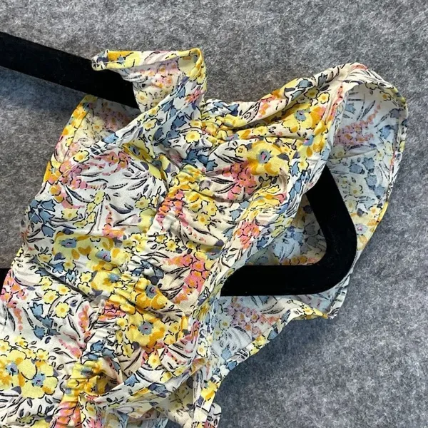 NWT UMGEE‎ Top Women's Large Multicolor Floral Boho Smocked Ruffles Bow Tie Back - Image 10