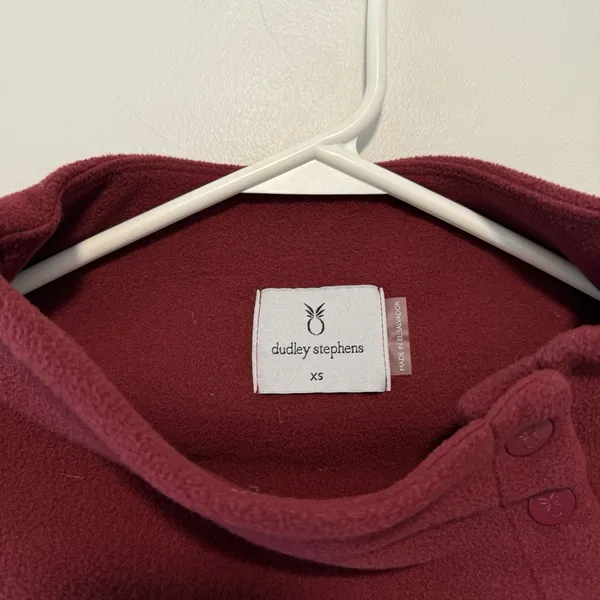 Dudley Stephens Marielle Mock‎ Snap Neck Red Vello Fleece Size XS - Image 3