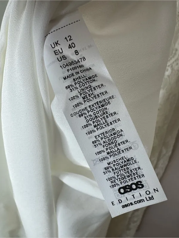 NWT ASOS Bridal EDITION Hope lace cami midi wedding dress in ivory size 8 - Image 10