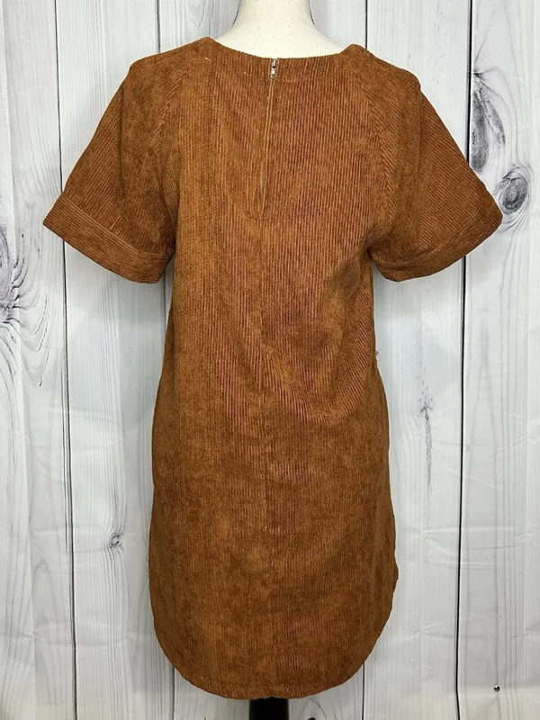 Loveriche Dress Women's Sz S Brown Corduroy Short Sleeve - Image 7