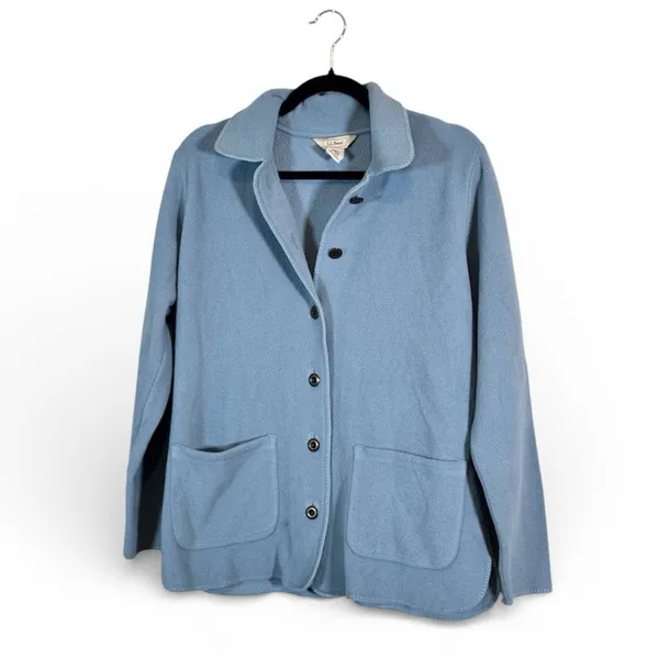 LL Bean Teal Blue Fleece Chore Coat Jacket Womens M Fall Casual Workout Barncoat - Image 2