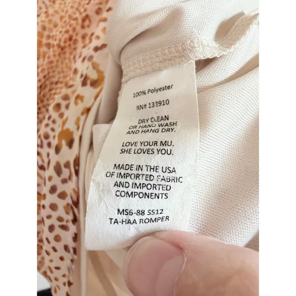 Show Me Your Mumu Romper Women XS‎ Tan Ta-Haa Animal Print Chiffon V-Neck Summer - Image 5