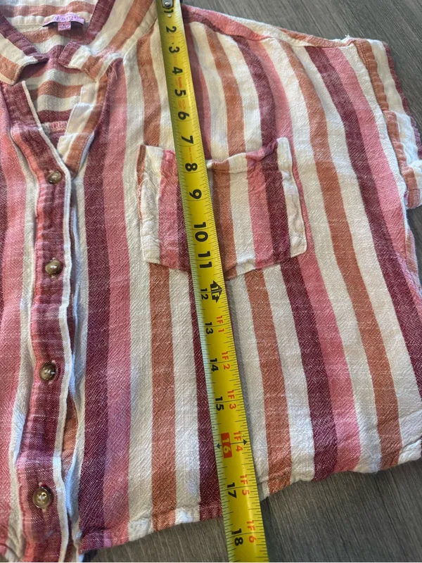 Miami by Francesca’s Striped‎ Button Down Crop Top Size L - Image 6