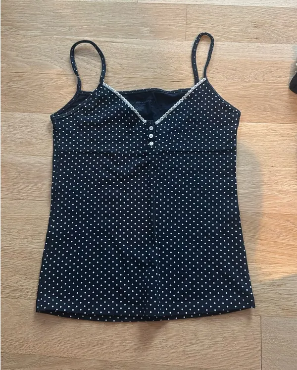 Navy Blue tank with white polka dots - Image 2