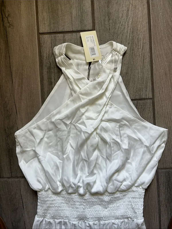 Ramy Brook White Halter Pleated Maxi Dress - Image 5