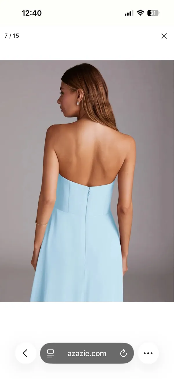 Azazie Wren Chiffon Dress, Sky Blue, NWT - Image 9