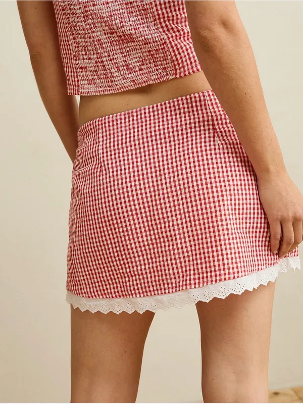 American Eagle Outfitters Red Gingham Mini Skirt - Image 2