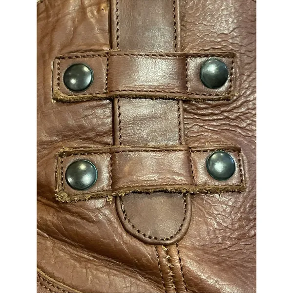 Justin Boots Cognac Leather Moto Western Ankle Boots Womens 7B MSL106 - Image 13