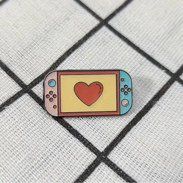 Heart Design Nintendo Switch Gaming Console Enamel Pin Blue - Image 4