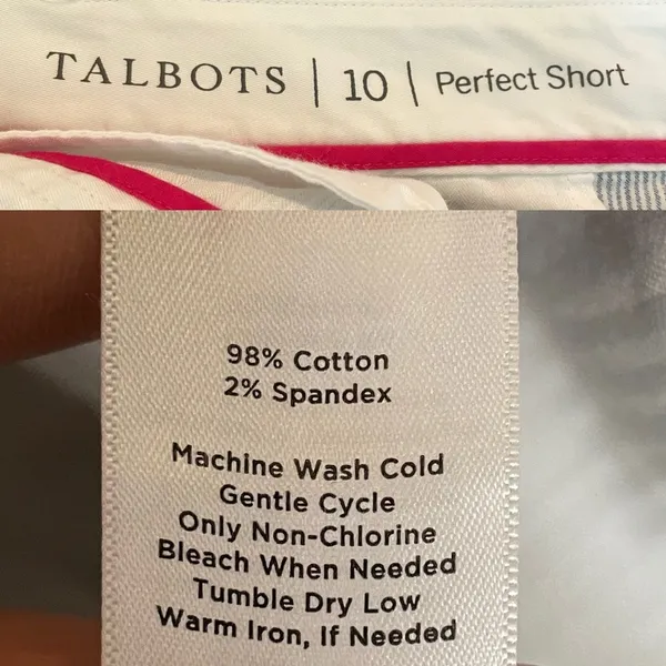 Talbots Womens Perfect Shorts Blue White Stripe Long Cotton Blend Size 10 - Image 8