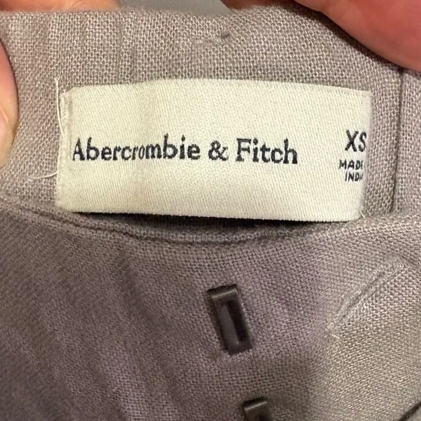 Abercrombie & Fitch Linen Blend Wide Leg Pants Taupe Mauve XS High Rise Trousers - Image 6