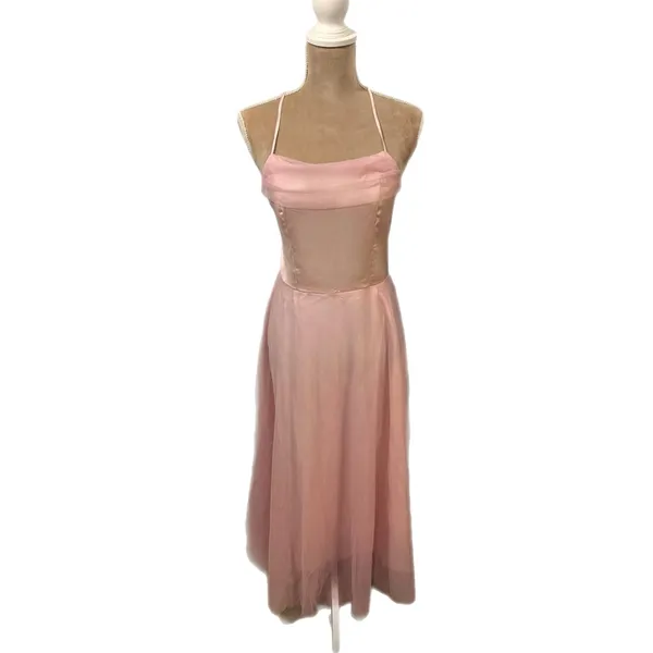 Cupshe Madison Beach Wedding Honeymoon Tulle Tie Back Maxi Dress Pink Sz M - Image 7