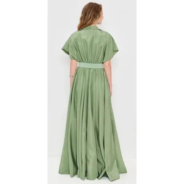 Norma Kamali Super Oversized Sleeveless Boyfriend Shirt Flared Gown Green Small - Image 10