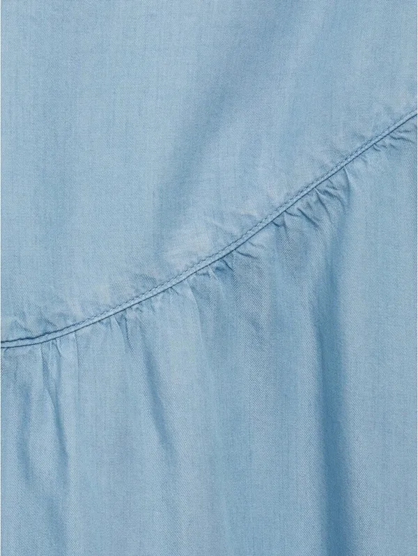 Mango Soft Denim Midi-Skirt with Gathered Detail NWT Haley Medium Blue XS - Image 5