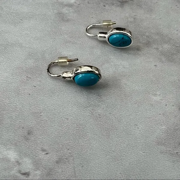 Silver Earrings‎ with Turquoise Stones - Image 4