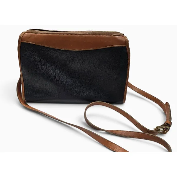 Vintage Dooney & Bourke AWL Organizer Crossbody Navy Tan Leather USA Bag - Image 2