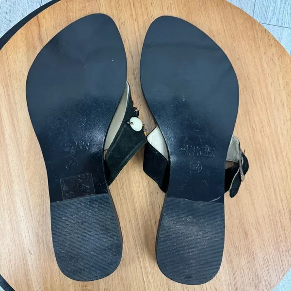 Naughty Monkey Suede Beaded Boho Thong Sandals Black‎ 8.5 - Image 9