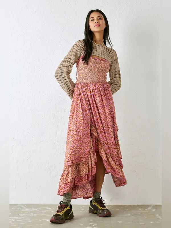 Free People Pink One I Love Midi Dress - Image 4