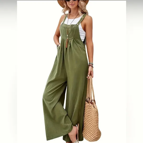 Olive Green Women's Jumpsuit Size 8 - Image 4