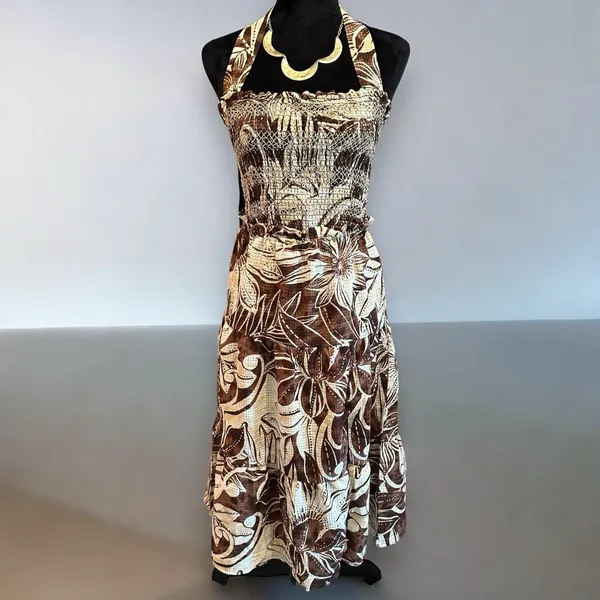 Sam Edelman Jennie Halter Dress Postcard Paradise Sorrel Horse Brown Floral‎ M - Image 2