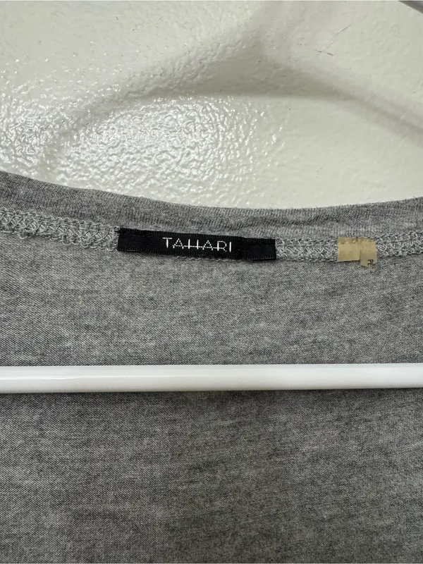 Tahari Grey Short Sleeve T-Shirt | Classic Casual Everyday Tee - Image 3