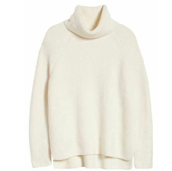 Madewell Mercer Ivory Thick Knit Wool Blend Turtleneck Sweater Sz S - Image 2