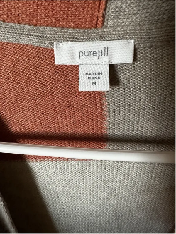 J. Jill Pure Jill Colorblock Patchwork Cardigan Longline Single Button Duster M - Image 5