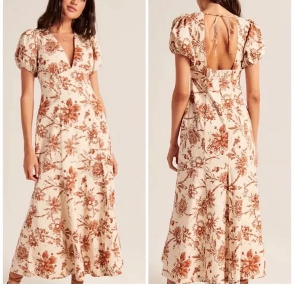 Abercrombie & Fitch Emerson Maxi dress poplin puff sleeve M - Image 8