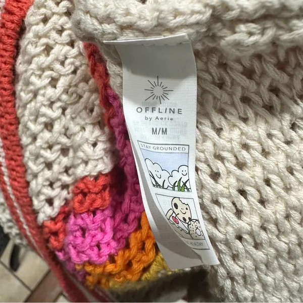 Offline by Aerie Crochet Hoodie – “Toasted Coconut” Colorway, Size Medium - Image 9