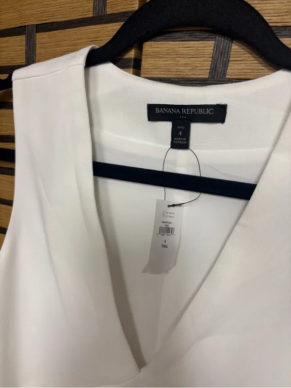 Banana Republic White Dress Size 4 Tall - Image 6