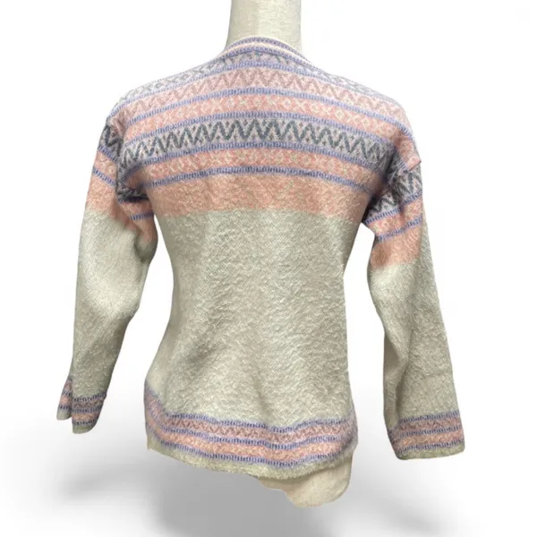 Aprés Style Preppy Pink Puprple Wool‎ Blend Fair Isle Sweater - Image 4