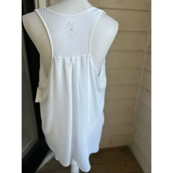 NWT NY&C Sleeveless Racerback Blouse Ivory XL Bling Heart Design Lightweight Su - Image 12