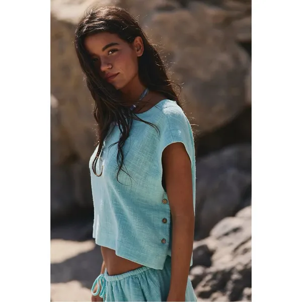 Free People Bohemian Beachy Skye Mini Skirt & Top Set Aqua Blue XS NWT - Image 3