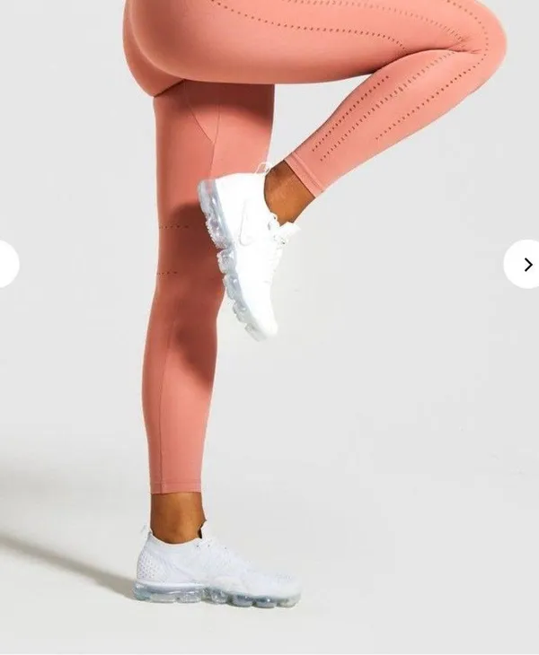 Gym Shark Leggings Size Medium Blush Pink Laser Cut Gym Yoga Logo Sporty - Image 2