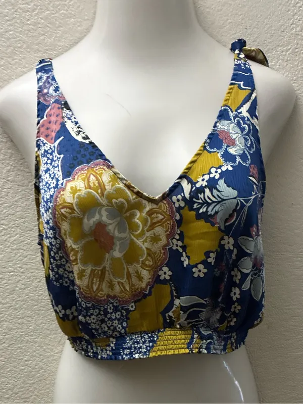 Intimately Free People Blue Weekend Smocked Crop Tank Top M - Image 4
