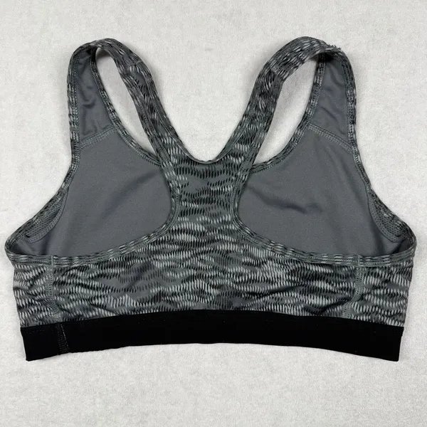 Nike Pro Dri-FIT Sports Bra Women’s Medium Gray Black Print Racerback - Image 2