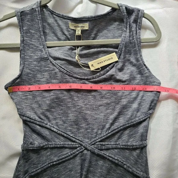 NWT Max Studio Blue Striped‎ Maxi Dress XS Sleeveless Marled Knit Coastal Resort - Image 11