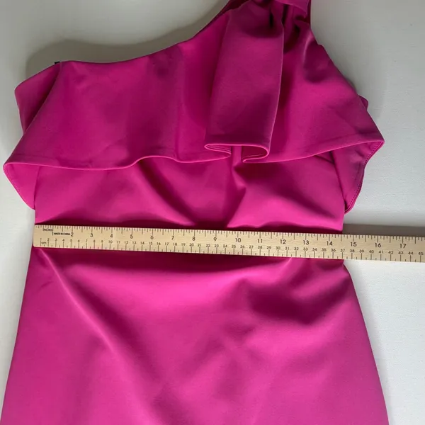 Vince Camuto One Shoulder Bow Pink Sheath Dress Size 6 Cocktail Wedding Evening - Image 14
