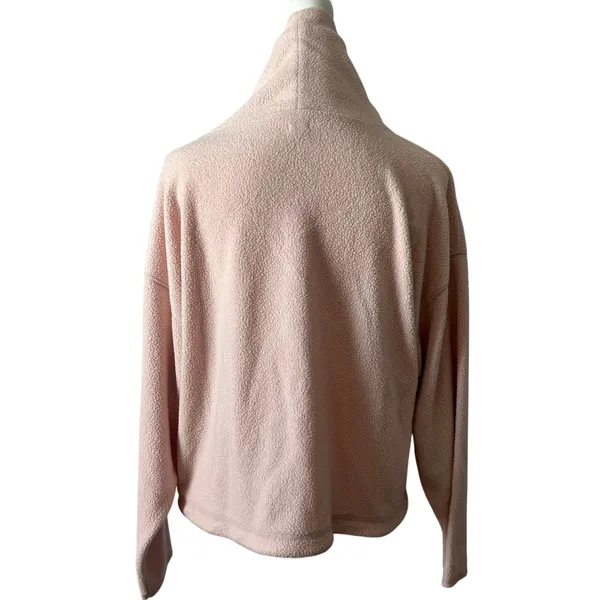 Aerie Mockneck Baby Pink Sherpa Sweater Sweatshirt Top Tie Waist Size Small - Image 2
