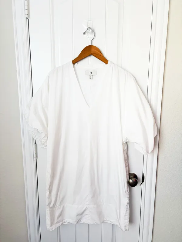 Banana Republic Livia Poplin Mini Dress White Size Medium Tall - Image 2