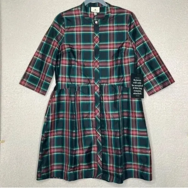 Tuckernuck Festive Plaid Tartan Royal Shirt Dress XS Holiday Mini NWT - Image 5