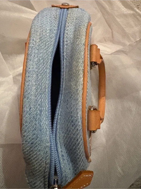 Denim & Tan Mini Satchel Handbag - Stylish Women's Purse Burberry - Image 10