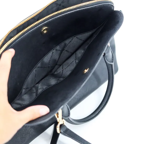 Michael Kors Cindy‎ Dome Satchel Womens L Black Saffiano Leather Crossbody Bag - Image 6