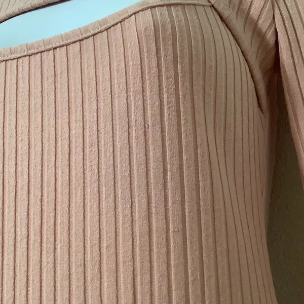 Yi Lhi Lian Pink Ribbed‎ Bodycon Glam Club Feminine Keyhole Neck Mini Dress S - Image 5