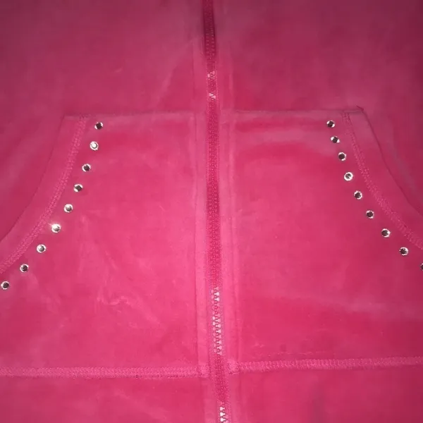 EVERLAST SPORT hot pink velour zip up hoodie bling trim at pockets NEW size L - Image 5