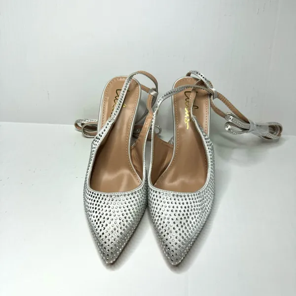Lulus Kayka White‎ Rhinestone Lace-Up Pointed-Toe Pumps - Image 3