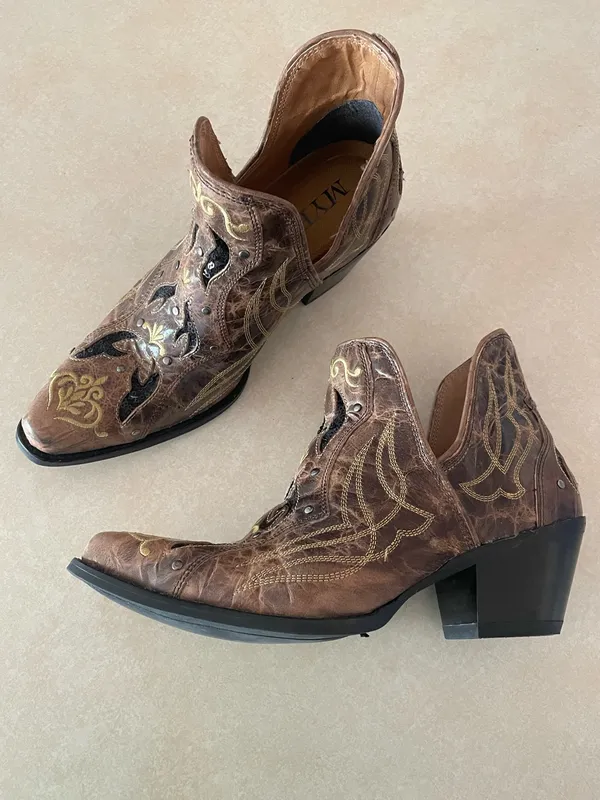 Myra Tentor Western Leather Side V Cutout Ankle Boots Coastal Cowgirl Size US 8 - Image 3