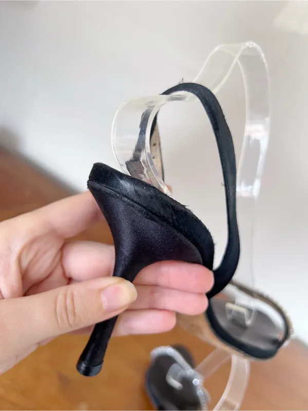Jimmy Choo • Bianca Jewel Satin Sandal black slingback crystal rhinestone Y2K - Image 9